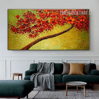 Blossom Arbor Tree Floret Abstract Handmade Knife Canvas Painting for Room Wall Décor