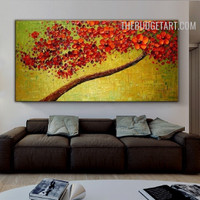 Blossom Arbor Flowers Artist Handmade Palette Abstract Floret Canvas Artwork for Room Wall Drape