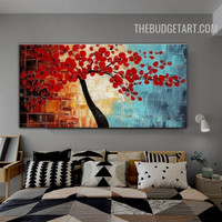 Daffodil Sapling Tree Abstract Botanical Handmade Texture Canvas Painting Done By Artist for Room Wall Garniture