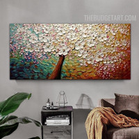 Floweret Tree Handmade Heavy Knife Canvas Abstract Floret Wall Art Done By Artist for Room Disposition