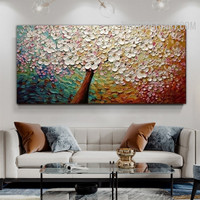 Floweret Tree Spots Handmade Palette Canvas Abstract Floret Artwork for Wall Hanging Outfit