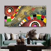 Curved Rectangles Circles 100% Artist Abstract Contemporary Handmade Acrylic Painting On Canvas for Room Wall Getup