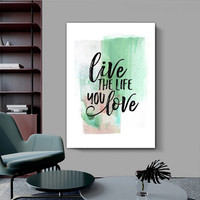 You Love Abstract Typography Modern Painting Picture Canvas Print for Room Wall Trimming