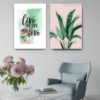 Leaves Abstract Typography Modern Painting Picture Canvas Print for Room Wall Getup