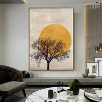 Sun Naturescape Scandinavian Painting Photo Canvas Print for Room Wall Outfit