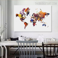 World Map Abstract Contemporary Modern Painting Picture Canvas Print for Room Wall Getup