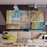 Floral Orb Circles Abstract Modern Handmade Texture Canvas Painting for Wall Accent Adornment