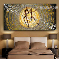 Orbs Line Circles Abstract Contemporary Texture Canvas Painting for Room Wall Illumination