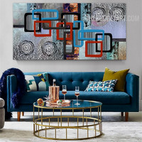 Bold Squares Rectangles Handmade Abstract Modern Acrylic Art on Canvas for Room Wall Garnish