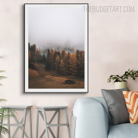 Forest Fog Abstract Naturescape Modern Painting Picture Canvas Print for Room Wall Getup