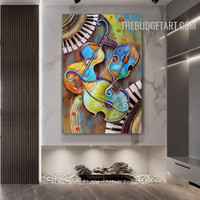 Piano Keys Circles Handmade Texture Canvas Contemporary Abstract Wall Art for Room Disposition