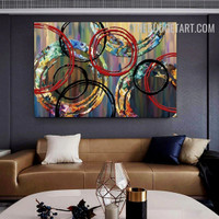 Ring Blob Spots Colourful Beautiful Handmade Abstract Contemporary Texture Canvas Painting for Room Wall Flourish