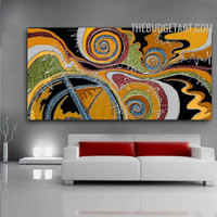 Roundly Splash Circles Handmade Canvas Abstract Contemporary Acrylic Painting by an Experienced Artist for Room Wall Decoration