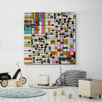 Square Smirch Rectangles Abstract Contemporary Handmade Acrylic Canvas Painting for Room Wall Illumination