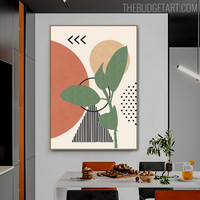 Leaf Orb Abstract Geometric Scandinavian Modern Painting Picture Canvas Print for Room Wall Garniture