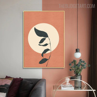 Circular With Leaf Abstract Geometric Scandinavian Modern Painting Picture Canvas Print For Room Wall Arrangement