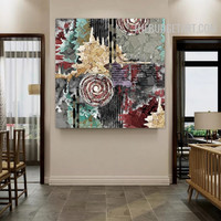 Circular Spot Abstract Modern Handmade Knife Canvas Artwork for Room Wall Finery