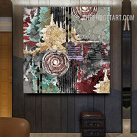 Circular Spot Handmade Palette Canvas Abstract Modern Art Done By Artist for Room Wall Getup