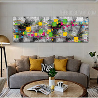 Colorific Squares Line Handmade Abstract Geometrical Acrylic Canvas Artwork Done By Artist for Room Wall Garnish
