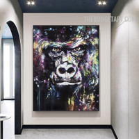 Chimpanzee Face 100% Handmade Acrylic Texture Abstract Animal Canvas Painting Wall Accent Trimming