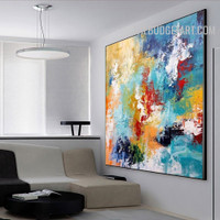 Colorific Smudge Handmade Abstract Modern Acrylic Art on Canvas for Room Wall Disposition