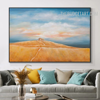 Desert Huts Sky Naturescape Abstract Art Handmade Texture Canvas Artwork for Room Wall Garnish