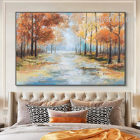 Forest Way Spots Handmade Heavy Texture Landscape Artwork on Canvas for Room Wall Drape