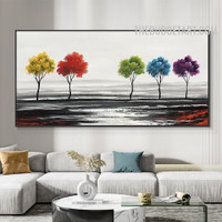 Hued Tree Land Famous Abstract Handmade Acrylic Canvas Abstract Landscape Artwork for Room Wall Garniture
