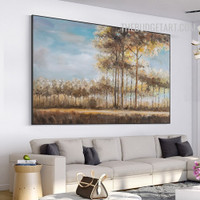 Trees Run Way Sand Handmade Abstract Naturescape Palette Canvas Painting for Wall Accent Garnish