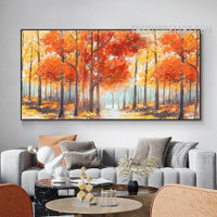 Wild Tree Grass Handmade Palette Canvas Abstract Landscape Wall Art by an Experienced Artist for Room Drape