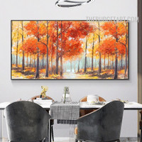 Wild Tree Landscape 100% Artist Handmade Abstract Knife Canvas Painting for Room Wall Trimming