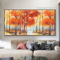 Wild Tree Road Abstract Landscape Handmade Heavy Knife Canvas Painting for Room Wall Embellishment