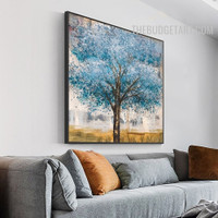 Tree Daub Handmade Abstract Modern Heavy Texture Canvas Artwork Done By Artist for Room Wall Illumination