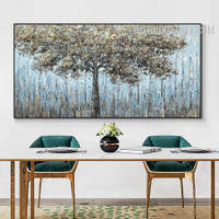 Tree Slur Handmade Botanical Abstract Acrylic Canvas Artwork for Room Wall Décor