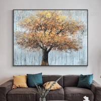 Tree Blurs 100% Artist Handmade Heavy Texture Canvas Abstract Botanical Wall Artwork for Room Getup