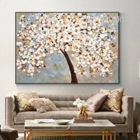 Plum Flowers Tree 100% Handmade Abstract Floral Palette Canvas Painting for Room Wall Finery
