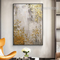 Golden Splash Spots Abstract Contemporary Handmade Texture Canvas Painting for Room Wall Finery