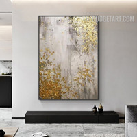Golden Splash Handmade Acrylic Texture Canvas Abstract Contemporary Wall Artwork for Room Getup