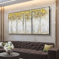 Wild Saplings Abstract Botanical Handmade Acrylic Canvas Painting for Room Wall Decoration