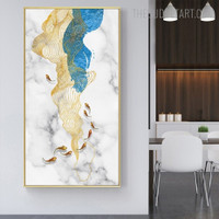 Gold Fish Abstract Contemporary Modern Painting Picture Canvas Print for Room Wall Drape