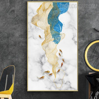 Gold Fish Abstract Contemporary Modern Painting Picture Canvas Print for Room Wall Trimming