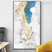 Gold Fish Abstract Contemporary Modern Painting Picture Canvas Print for Room Wall Getup