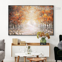 Blossom Way Flowers Handmade Abstract Floret Palette Knife Canvas Painting for Room Wall Illumination