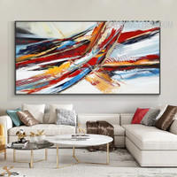 Motley Splodges Multicolour Abstract Modern Handmade Texture Artwork on Canvas for Room Wall Finery
