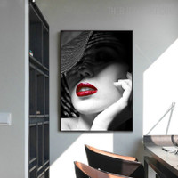 Lady Red Lips Abstract Fashion Modern Painting Picture Canvas Print for Room Wall Equipment