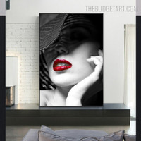 Lady Red Lips Abstract Fashion Modern Painting Picture Canvas Print for Room Wall Décor