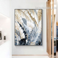 Palm Foliages Handmade Palette Knife Contemporary Botanical Canvas Painting for Room Wall Accent Outfit