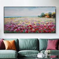 Daffodils Area Houses 100% Handmade Acrylic Abstract Floret Canvas Painting Wall Accent Trimming