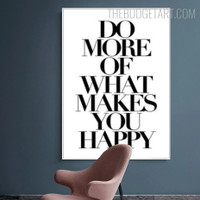 Happy Typography Quotes Modern Painting Picture Canvas Print for Room Wall Flourish