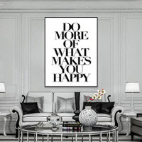 Happy Typography Quotes Modern Painting Picture Canvas Print for Room Wall Molding